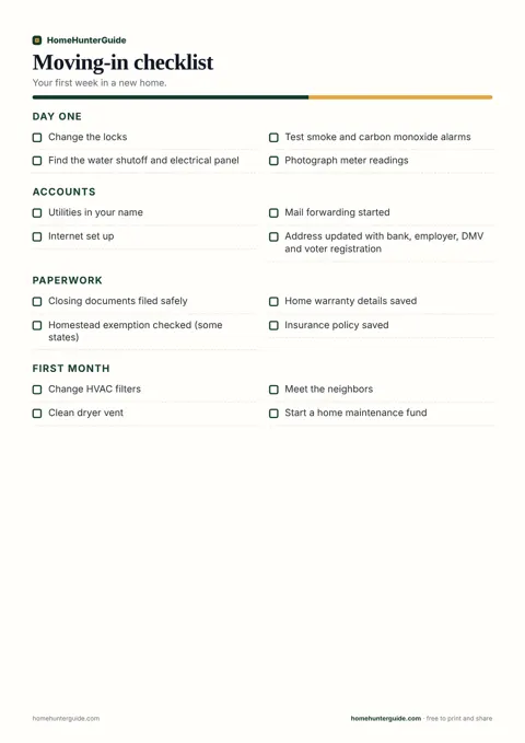 Moving-in checklist